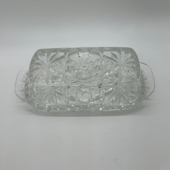 Vintage Anchor Hocking Glass Butter Dish EAPC Star Of David - Picture 4 of 12